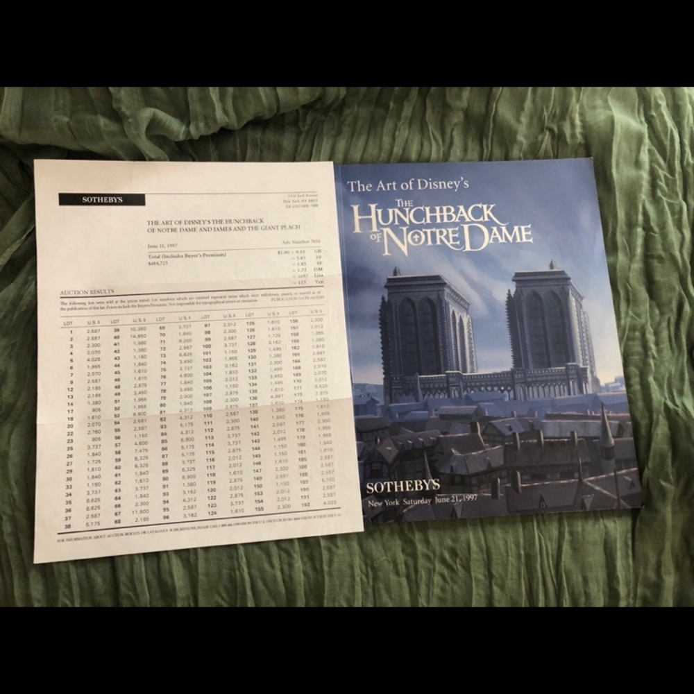 Sothebys Disney the Art of Hunchback of Notre Dame Catalog with Sale Listings